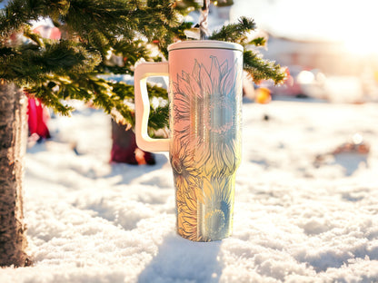 Personalized Engraved Sunflower Wrap Tumbler