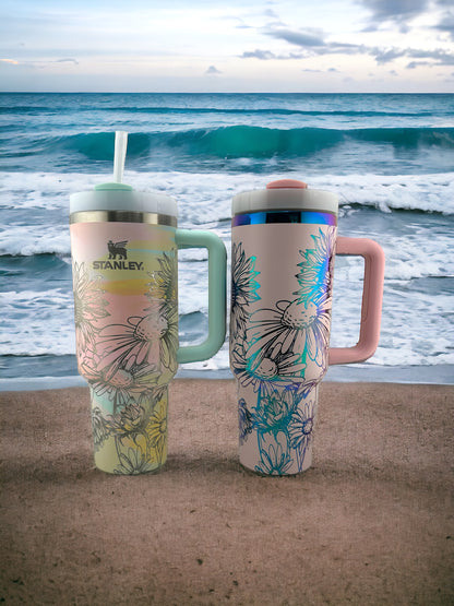 Personalized Daisy and  Sunflower Engraved Tumbler | Custom Drinkware Gift Idea