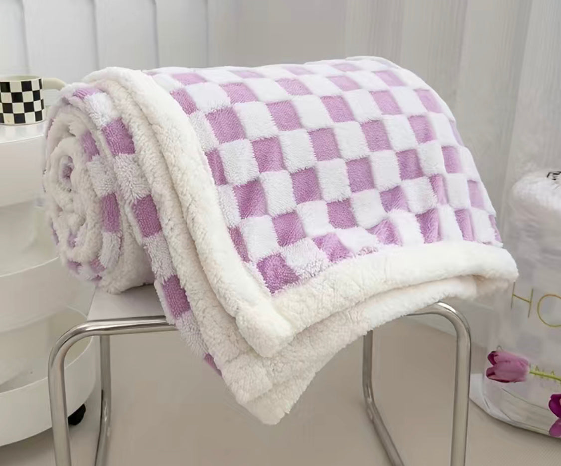 Checkered Lavender Blanket! Full Size!