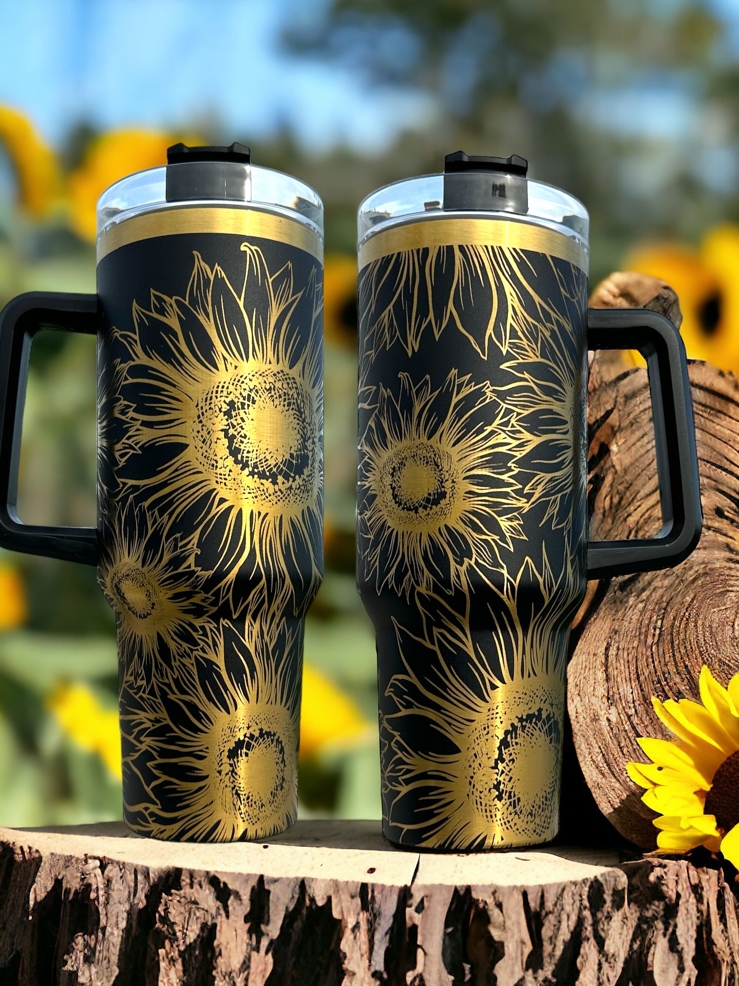 Personalized Engraved Sunflower Wrap Tumbler