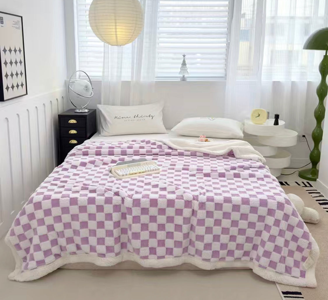 Checkered Lavender Blanket! Full Size!