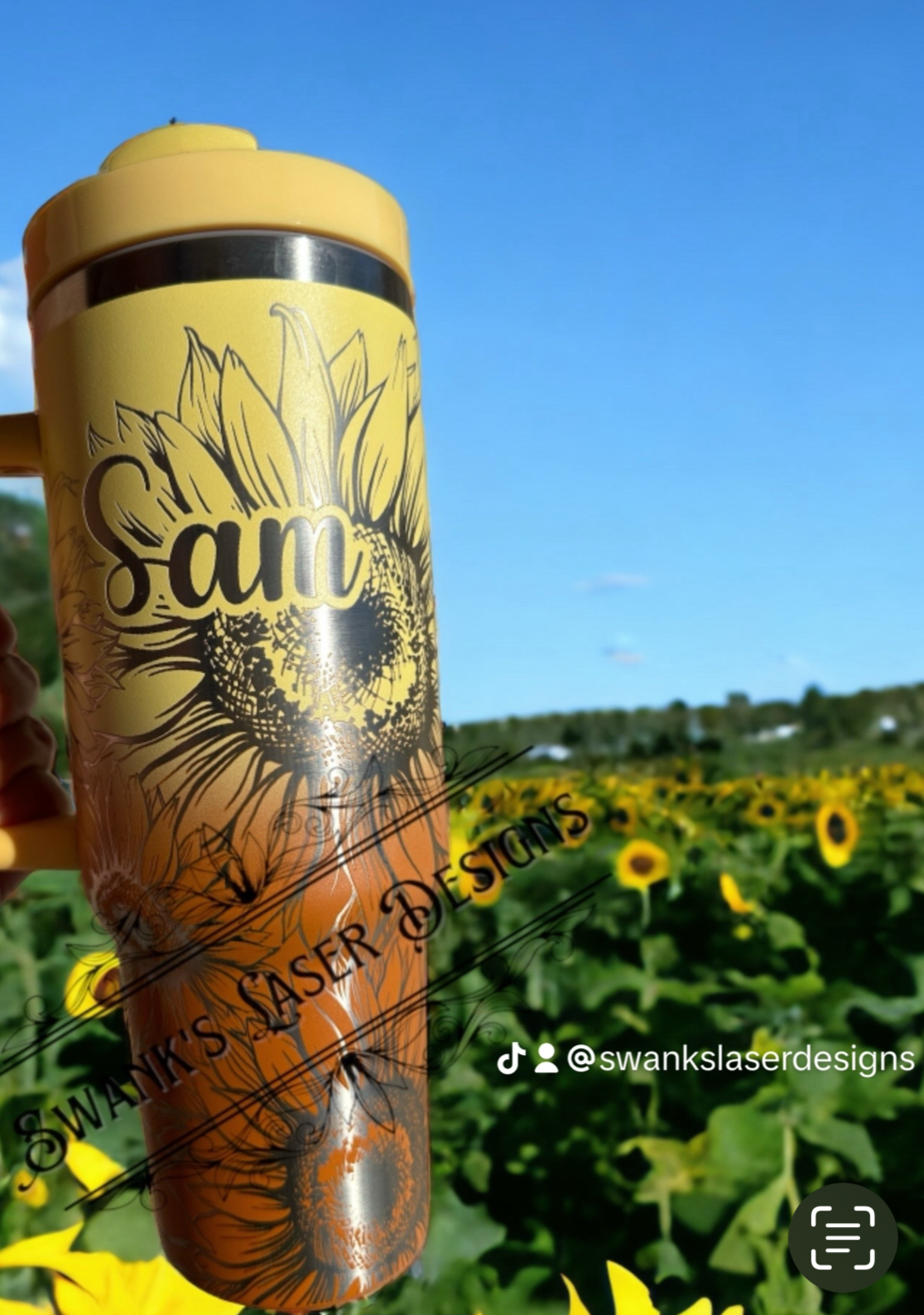 Personalized Engraved Sunflower Wrap Tumbler