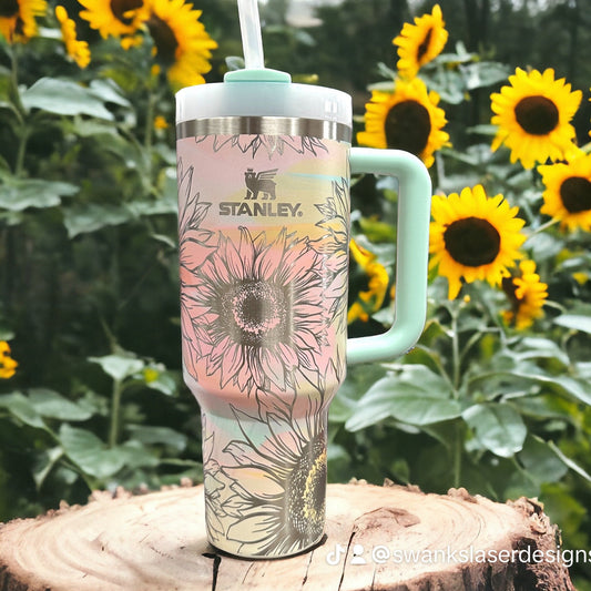 Personalized Engraved Sunflower Wrap Tumbler