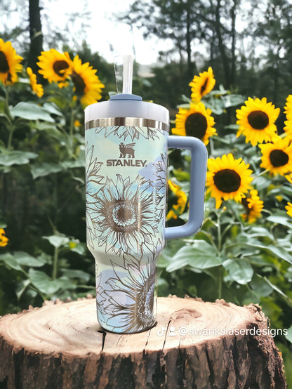 Personalized Engraved Sunflower Wrap Tumbler