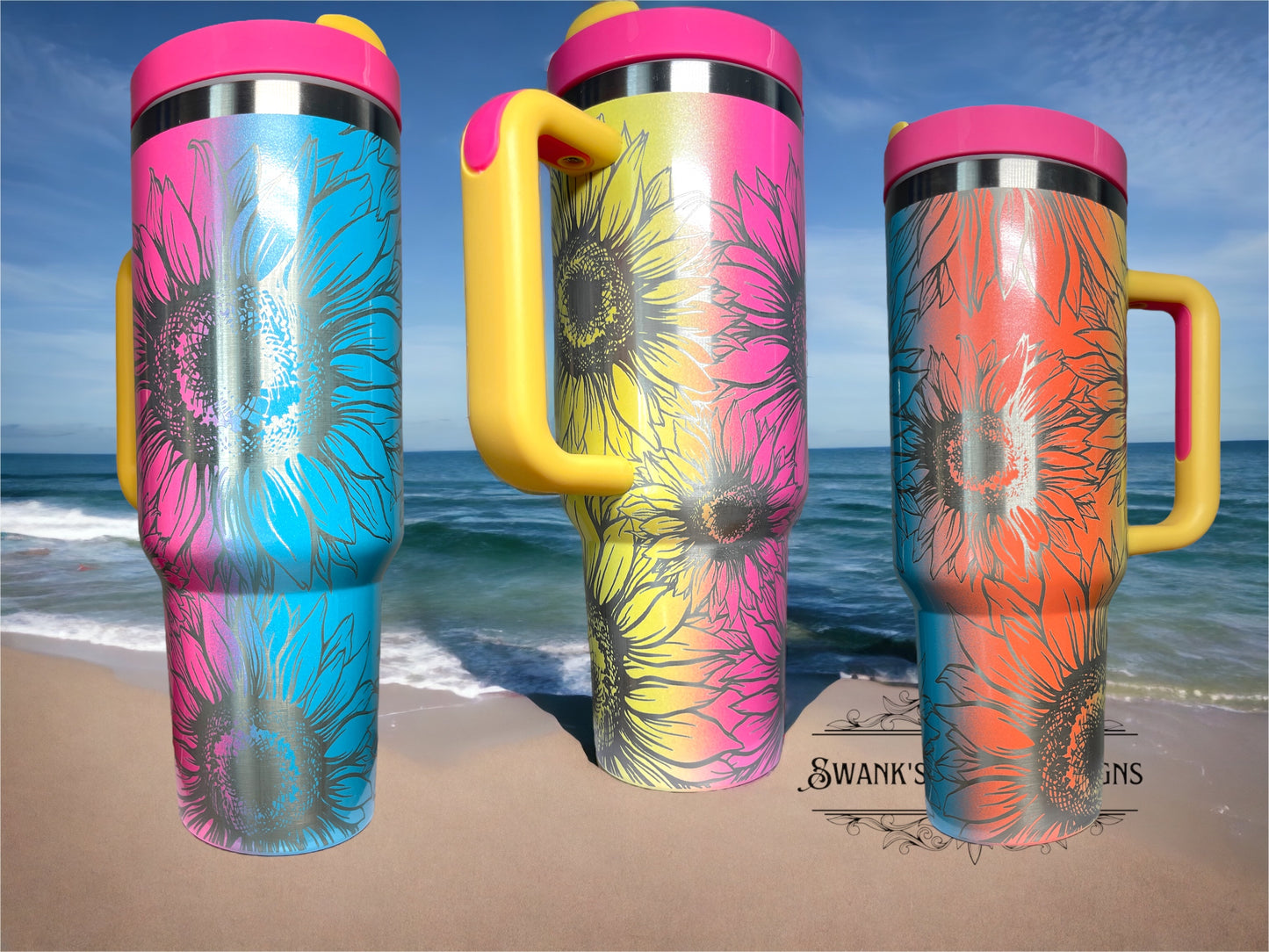 Personalized Engraved Sunflower Wrap Tumbler