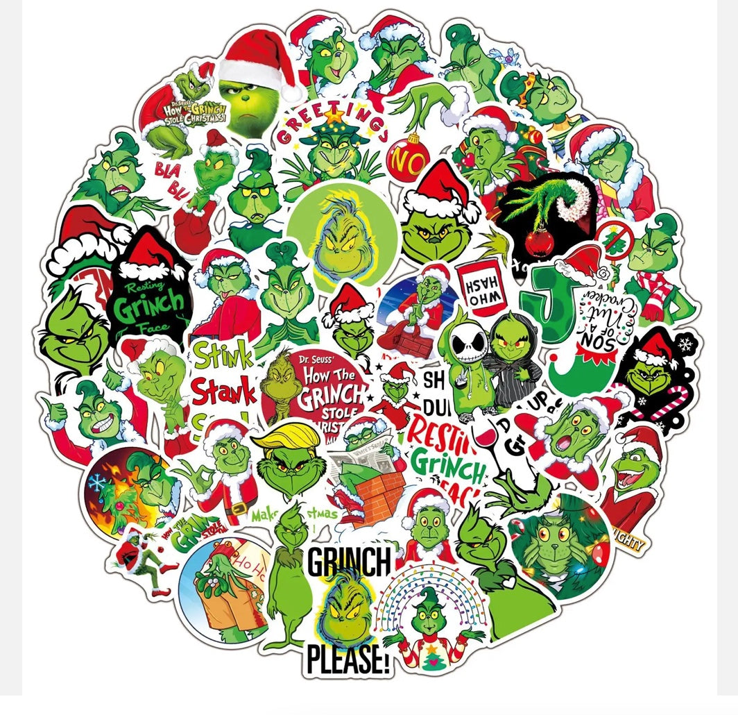 Grinch Stickers - 50 pack