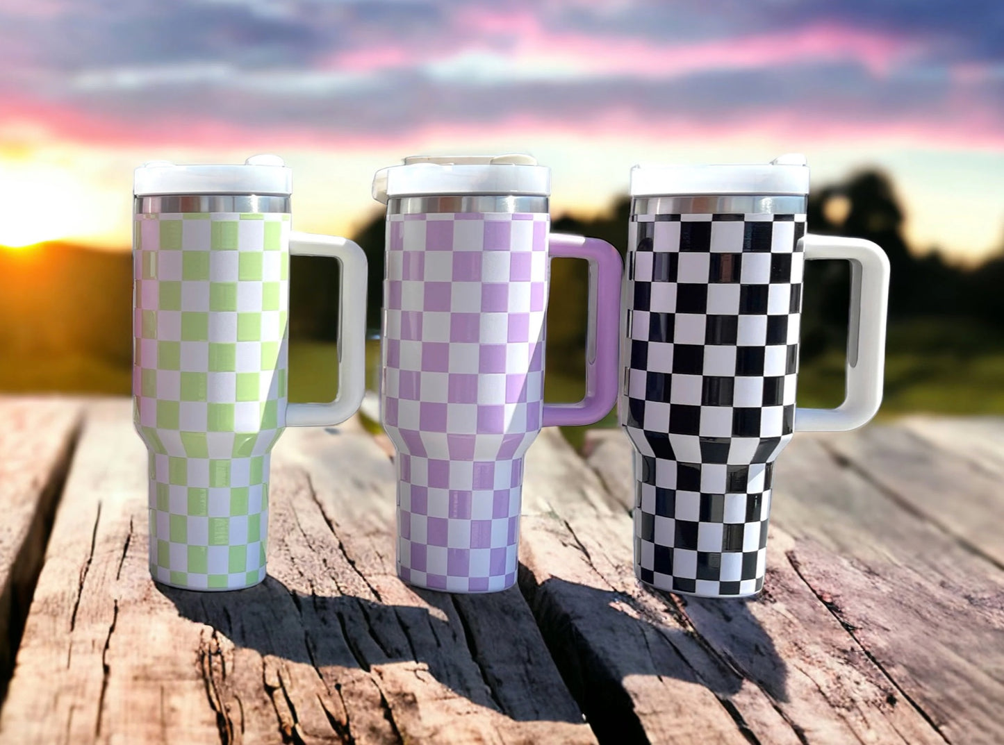 Checkered Stainless Steel 40oz Tumbler