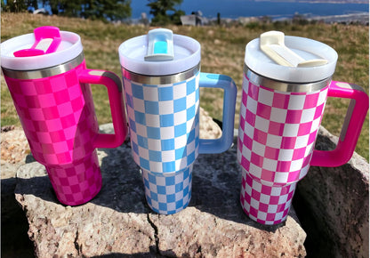 Checkered Stainless Steel 40oz Tumbler