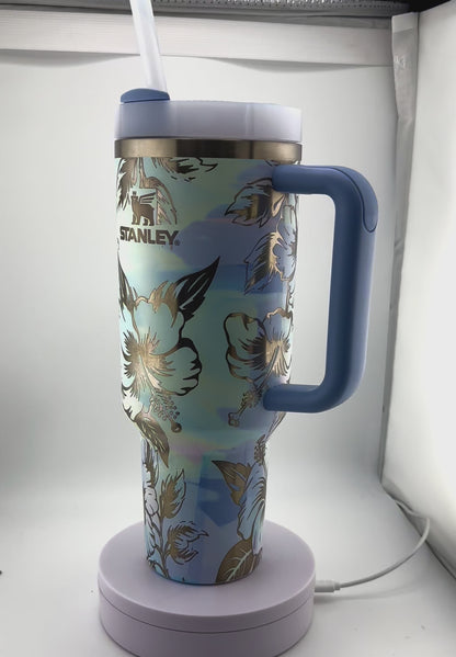 Personalized Laser Engraved Hibiscus Design Tumbler