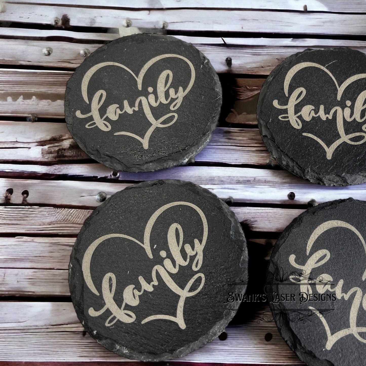 Laser Engraved Slate Coasters- Customization Available